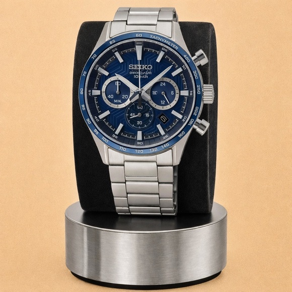 Men's Seiko Chronograph Essentials Stainless Steel Bracelet Watch SSB445